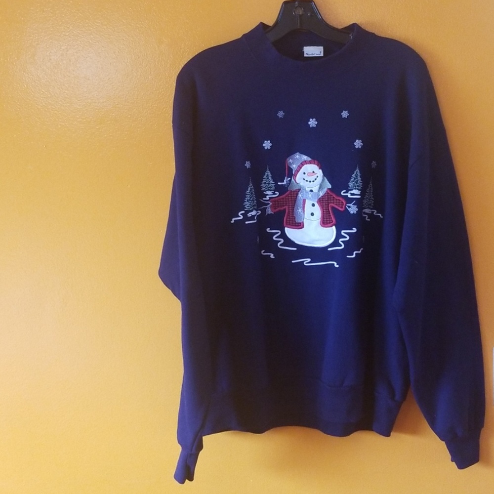 Northcrest Winter Snowman Blue Sweater